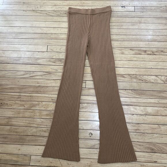 ASOS Design Pants Women 6 Tall Brown Knit Stretch High Rise Flare Ribbed Sweater - Picture 14 of 16
